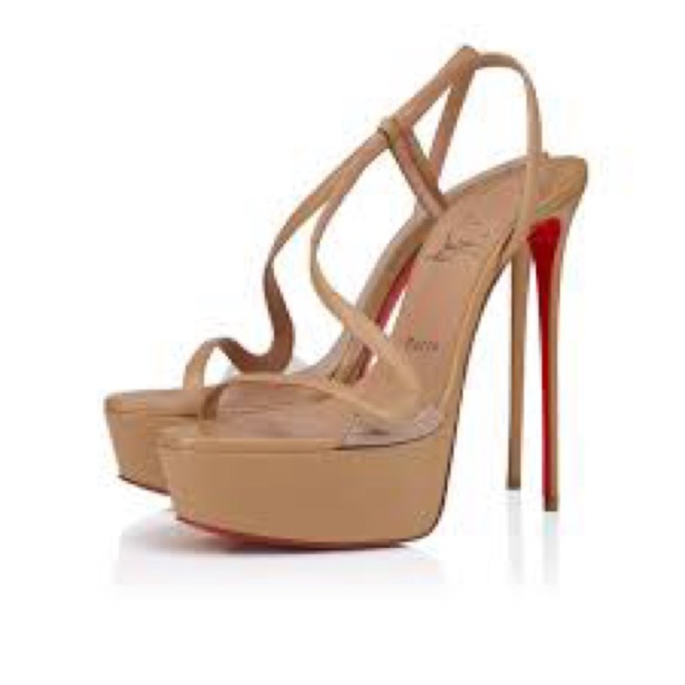 Christian Louboutin Beige Heels with Iconic Red Soles